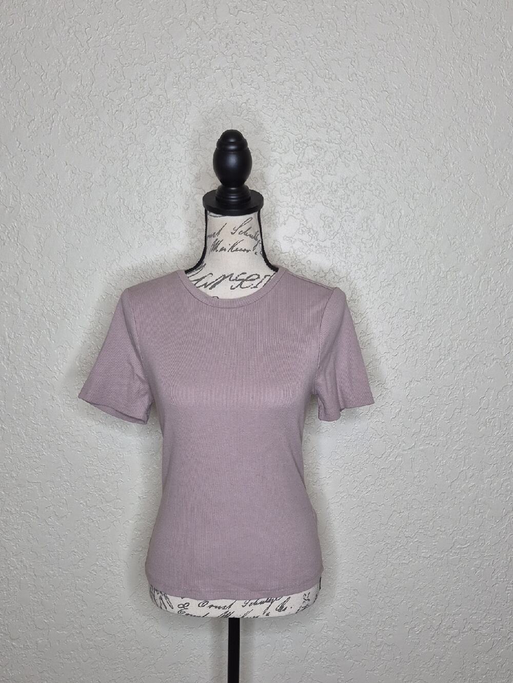Just Fab Ribbed Short Sleeve Top Size M